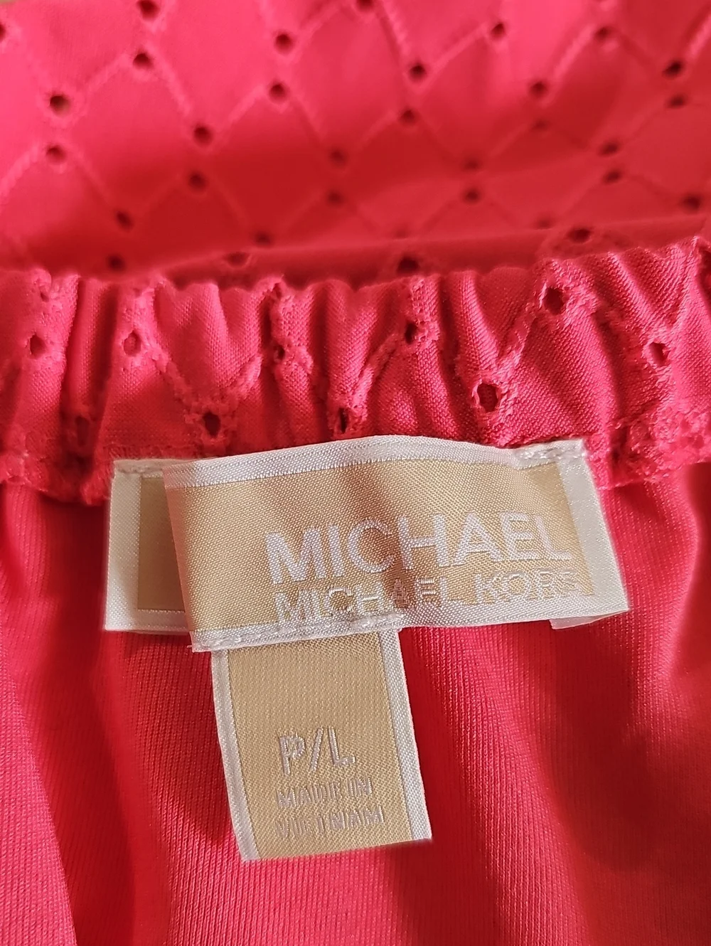 MK Women's Off-Shoulder Eyelet Blouse - Pink Size P/L